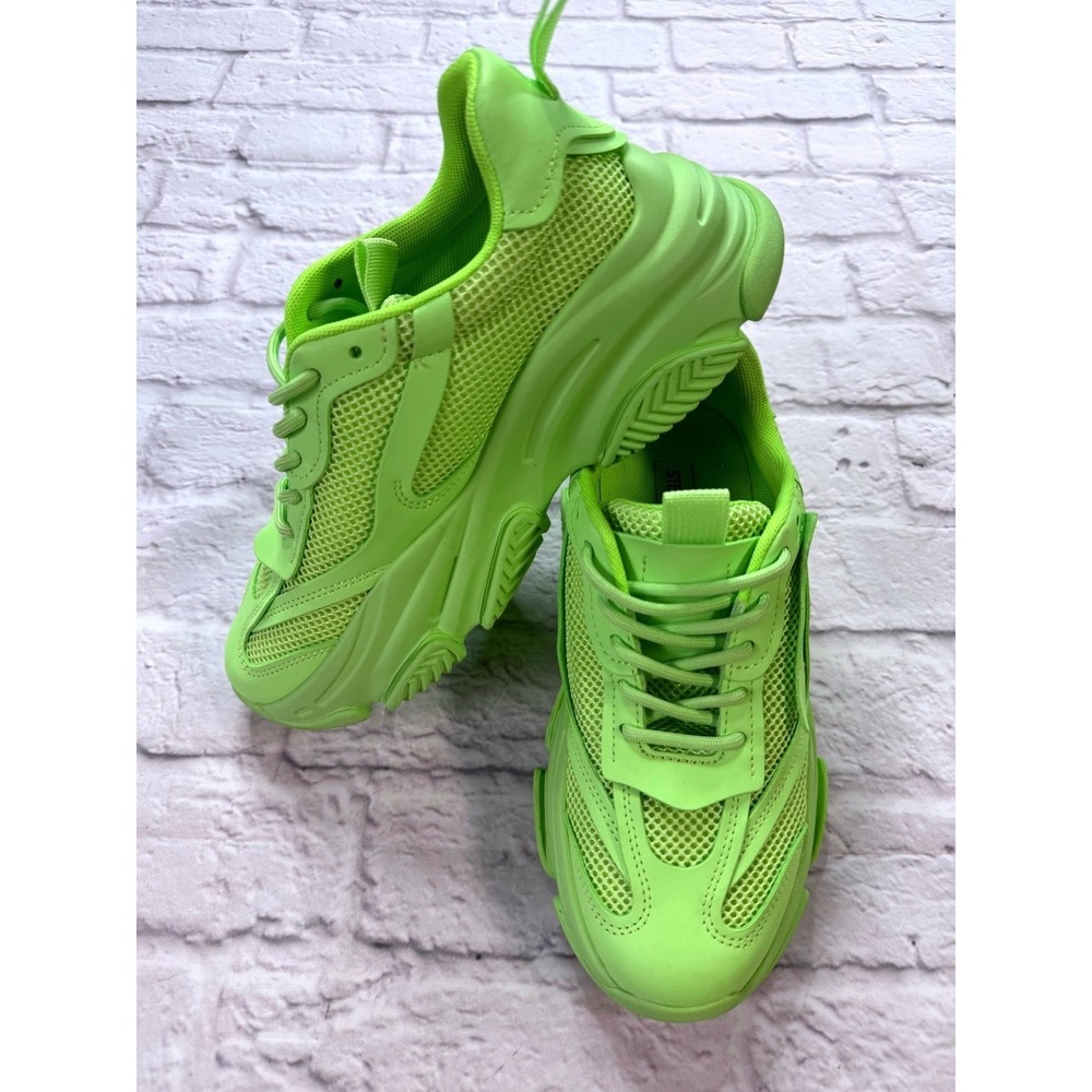 Steve Madden Possession Sneakers Womens 8.5 Neon Green Excellent Chunky Dad Shoe - Picture 6 of 9